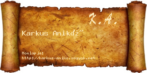 Karkus Anikó névjegykártya